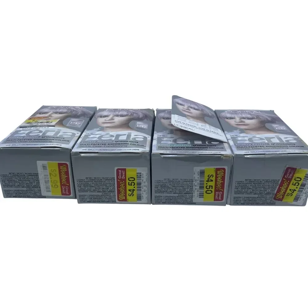 L'Oreal Paris Feria Pastels P12 Smokey Lavender Dusk Hair Color Lot of 4 New